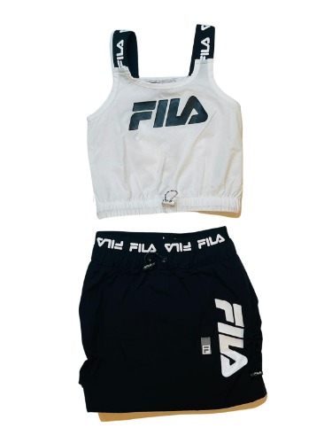 חליפת חצאית וגופיה FILA שחור לבן 6-16