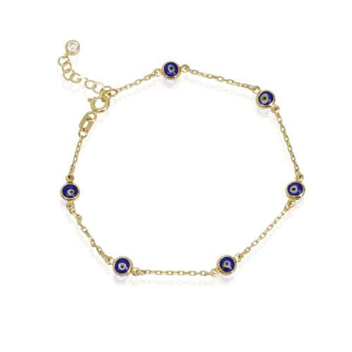 צמיד זהב עדין עם תליוני עין הרע