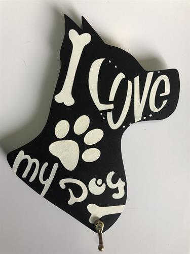 מחזיק מפתחות בצורת ראש של כלב I LOVE  MY DOG