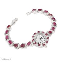 שעון מכסף לאישה משובץ אבני רובי ואבני זרקון SH3274 | תכשיטי כסף