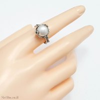 טבעת מכסף מעוצבת משובצת פנינה לבנה  RG6281 | תכשיטי כסף 925 | טבעות כסף