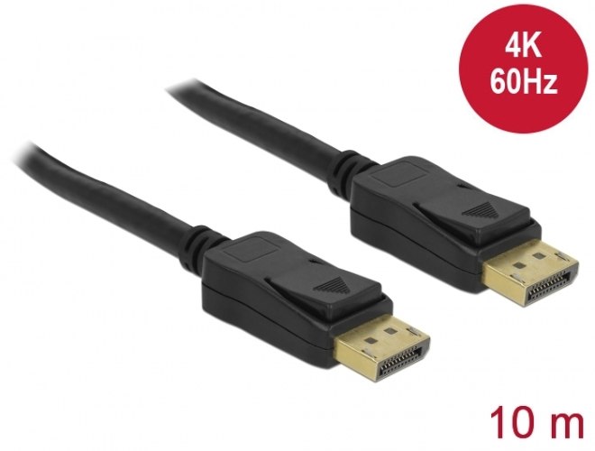 כבל מגשר DisplayPort זכר לחיבור DisplayPort זכר באורך 10 מטר Delock Cable DisplayPort 1.2