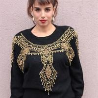 סוודר שחור גרנדיוזי שנדלירי זהב מידה L/XL