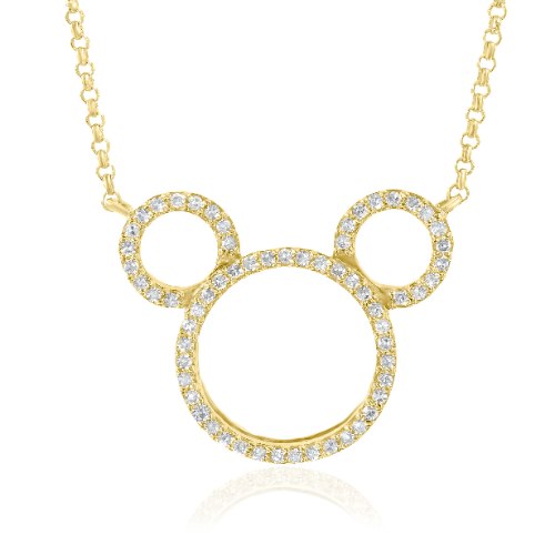 שרשרת ותליון מיקי מאוס זהב 14 קראט 0.15 קראט יהלומים 810093 - מחיר מבצע! 