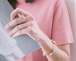 B-06 צמיד חרוזים מכסף ורוזגולד