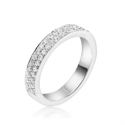 טבעת יהלומים בזהב לבן 18 קרט | משלימה קראט