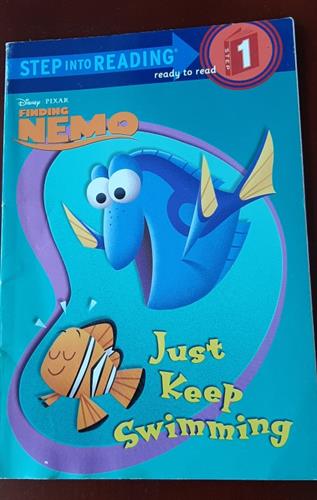 ספר דיסני ללימוד קריאה באנגלית של נמו, just keep swimming. nemo , כריכה רכה.