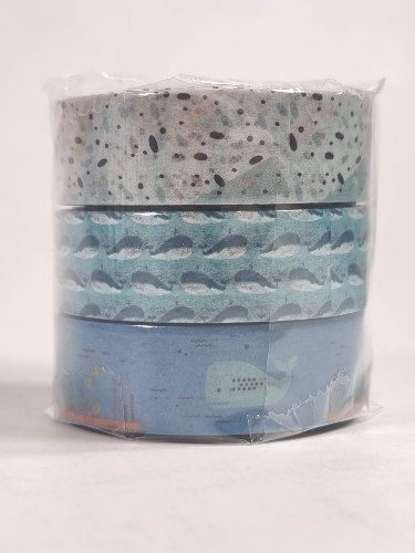 מארז 3 וואשי טייפ A2G - לוויתנים כחול 1X10