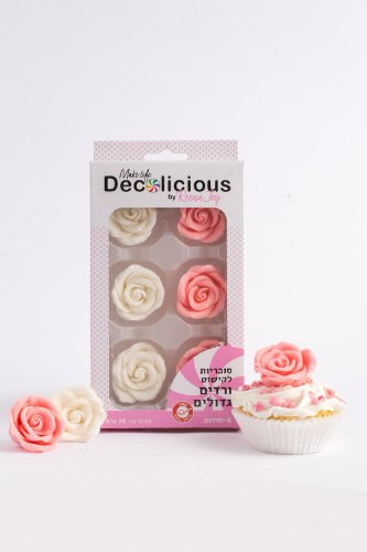 סוכריות ורדים/ פרחים גדולים ורוד לבן- ללא גלוטן