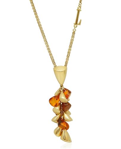 שרשרת זהב לאישה עם תליון אבני חן ענבר