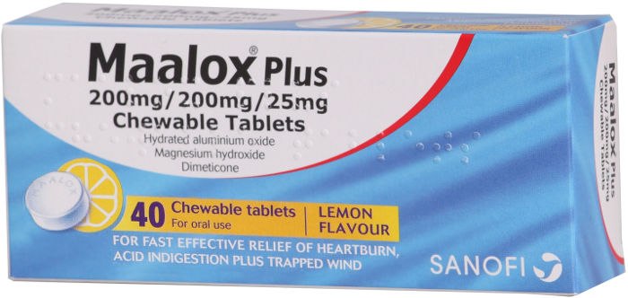 מאלוקס  טבליות לעיסה להקלה על תחושת הצרבת במערכת העיכול, סותר חומצה ונגד גזים