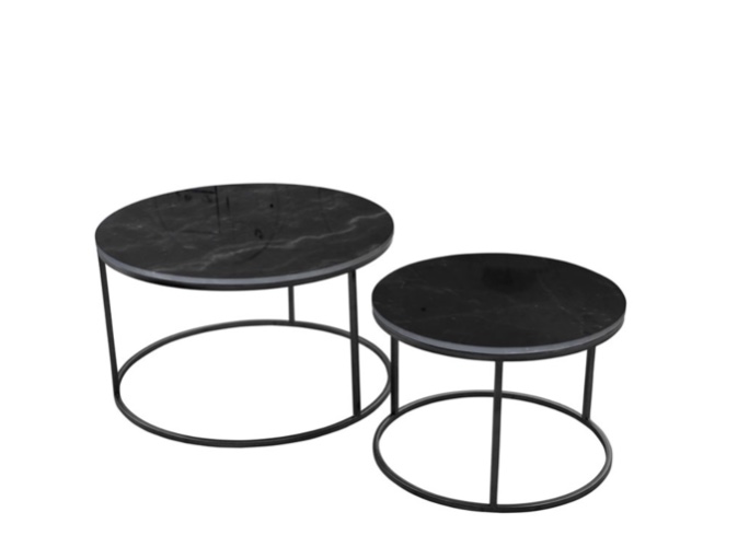 זוג שולחנות מתכת בסיב שיש שחור