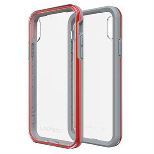 מגן לסלולר iphone X LIFEPROOF 77-57433 שקוף מסגרת אדום אפור