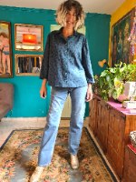 חולצה מכופתרת בטורקיז מידה L/XL