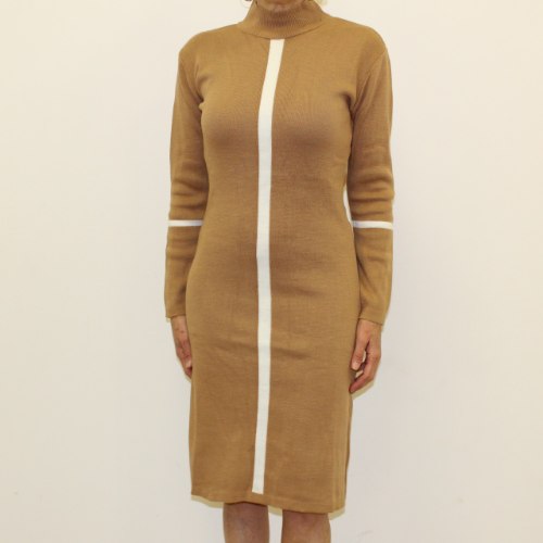 שמלת סריג נשים אלגנטי חום