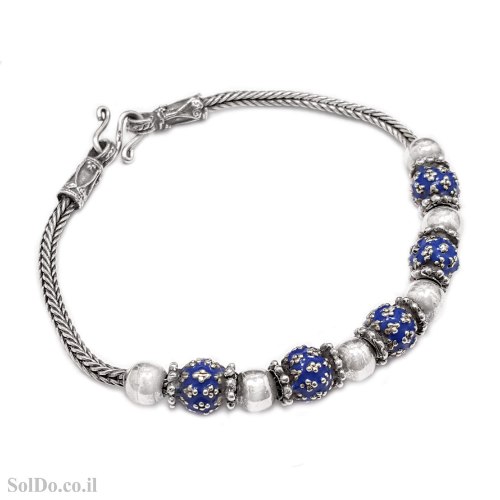 צמיד מכסף מעוצב צ'ארמים צבעוניים Z3176 | תכשיטי כסף 925 | צמידי כסף