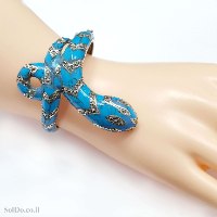 צמיד מכסף לאישה משובץ מרקזטים  וטורקיז דגם "נחש" Z3171 | תכשיטי כסף 925 | צמידי כסף