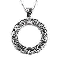 תליון מכסף עגול מעוצב עיטורים T5910