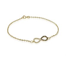 צמיד אינפיניטי I צמיד נצח I  לאשה משובץ יהלומים שחורים ולבנים 0.20 קראט בזהב 14 קראט