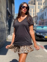 חצאית משי מודפסת מנומרת