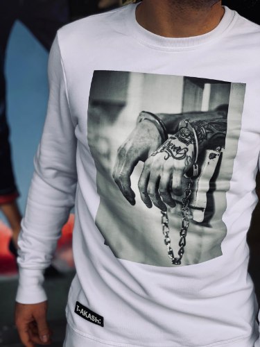 סווטשירט T - AKASHI צבע לבן/שחור