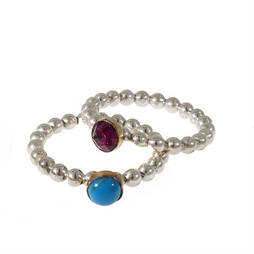 R-27 טבעות גולות כסף זהב טורקיז וגרנט