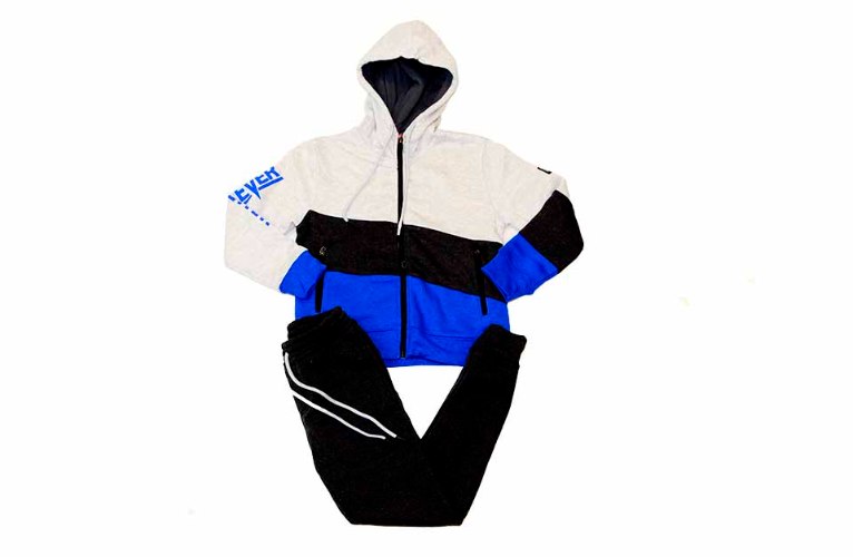 חליפת פוטר קפוצ'ון רוכסן צבעים משולבים בנים