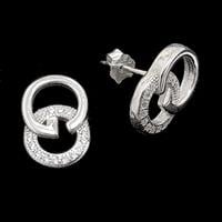 עגילי כסף צמודים שיבוץ זרקונים A4210 | תכשיטי כסף