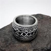 טבעת פלדת אל-חלד רחבה לגברים / נשים