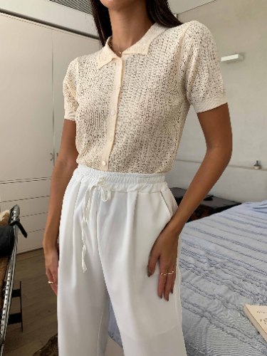 טופ אלכסה צווארון כפתורים