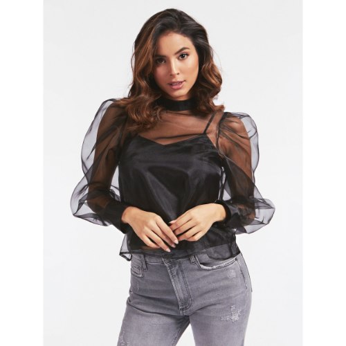 חולצת אורגנזה שקופה GUESS