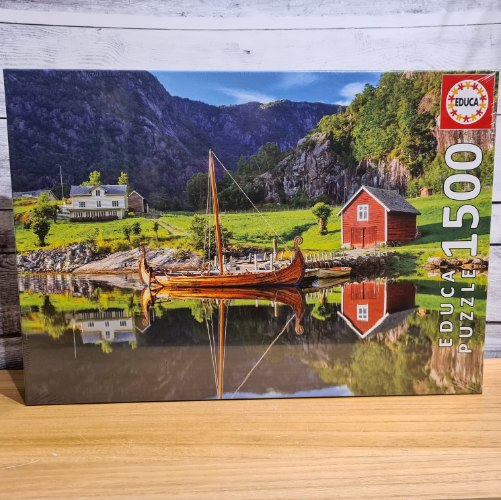 פאזל סירת ויקינגים על רקע נוף - 1500 חלקים