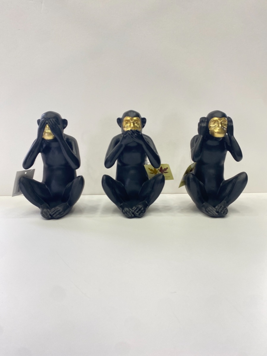 שלישיית קופים שחור זהב
