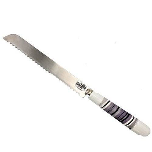 סכין לשבת קודש עם ידית קרמיקה מעוצבת סגול פסים