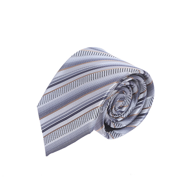 עניבה פסים אפור משולב