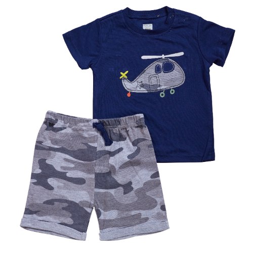 חליפה קצרה הדפס מסוק צבאי נייבי