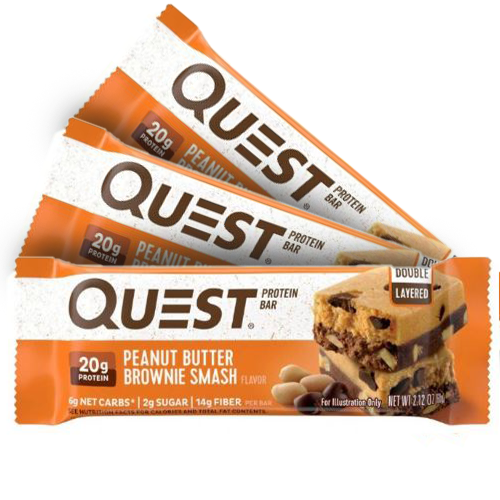 3 חטיפי חלבון חמאת בוטנים עם בראוניז,  קווסט