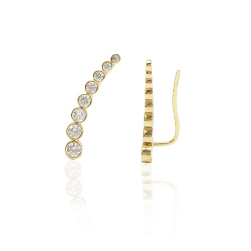 עגילי מטפסים זרקונים זהב צהוב 14 קרט