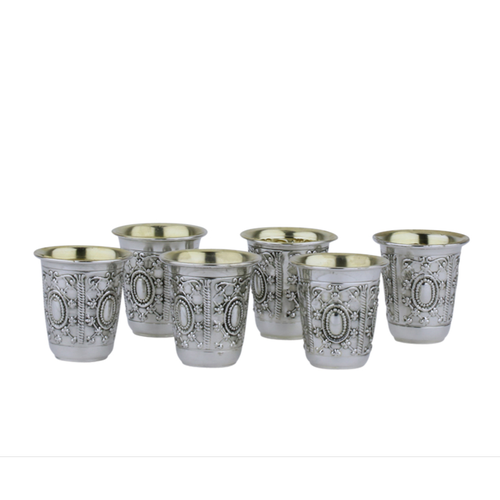 שישיית כוסות ליקר כסף טהור 925 דגם רשת