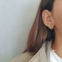 עגילי פרח זהב וזרקונים