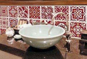 מדבקות לאריחים 15*15 ס''מ אדום עמוק דגם 1276