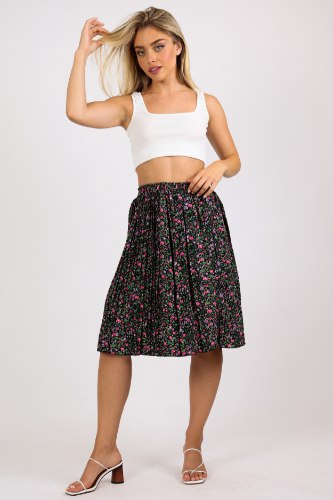 חצאית מידי נינה שחור פרחוני