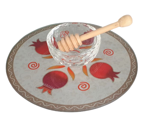 כלי לדבש בעיטור רימונים גדולים