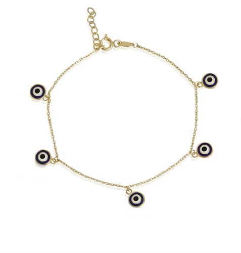 צמיד זהב עם עין הרע לרגל|צמיד צ'ארמס