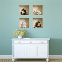 רביעיית פסלים שחור לבן