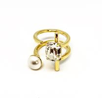 טבעת ברומי זהב - לבן שקוף