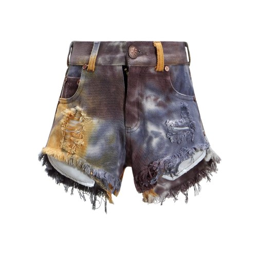 שורט ג׳ינס טאי דאי אפור/סגול/צהוב - VIEW - מידות 2-16