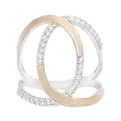 טבעת מכסף מצופה זהב 9K משובצת אבני זרקון  RG6085 | תכשיטי כסף | טבעות כסף