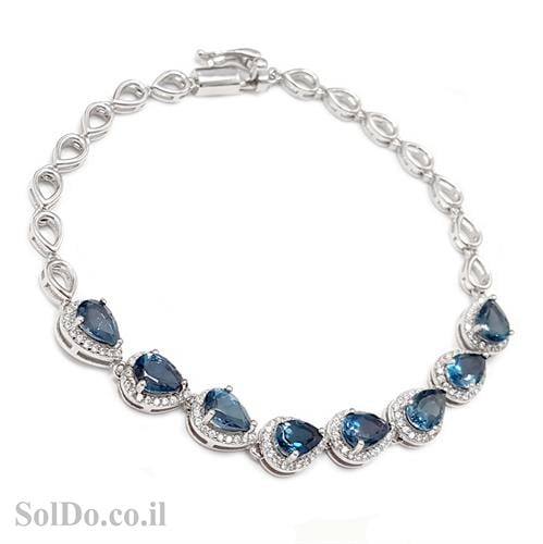 צמיד כסף משובץ אבני טופז כחולות  Z3055