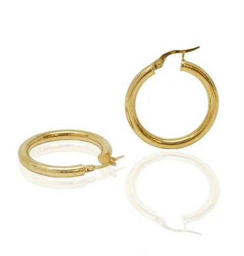 עגילי חישוק זהב חלקים בינוניים 2.6 סמ